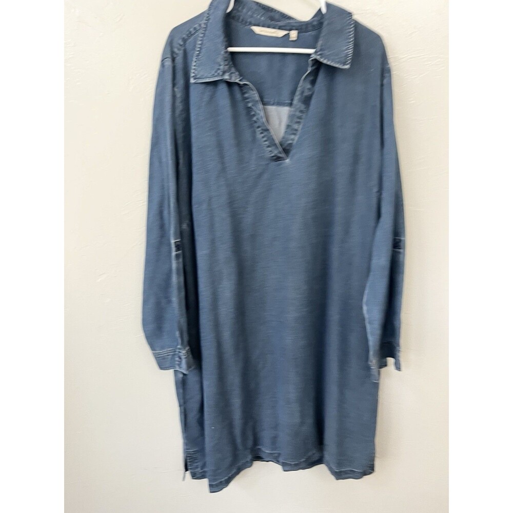 Soft Surroundings All Around Town Chambray Dress Plus 3X Blue Tencel Lyocell - Picture 2 of 8